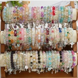 Colorful Beaded Charm Bracelets Set 🆕